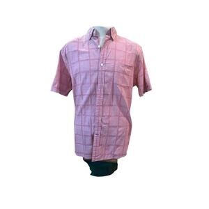 IZOD SALTWATER CLASSIC PINK PLAID SHORT SLEEVE BUTTON UP MENS XL